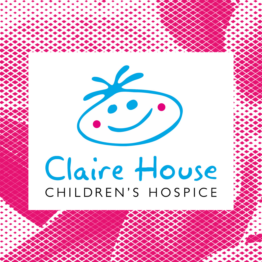 The Claire House Children's Hospice logo featuring a playful, smiling face with the name "Claire House" underneath.
