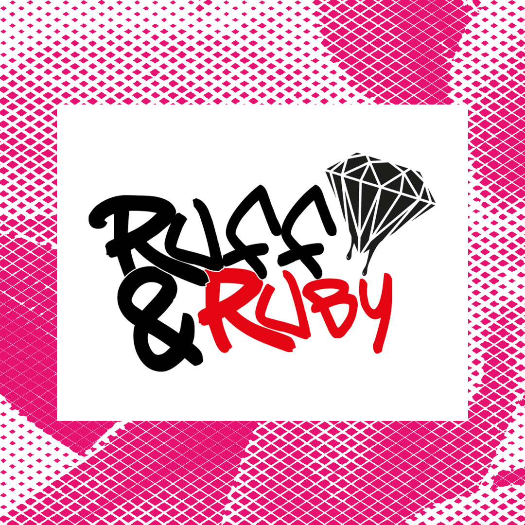 The "Ruff & Ruby" logo featuring bold, stylized lettering with a diamond graphic.